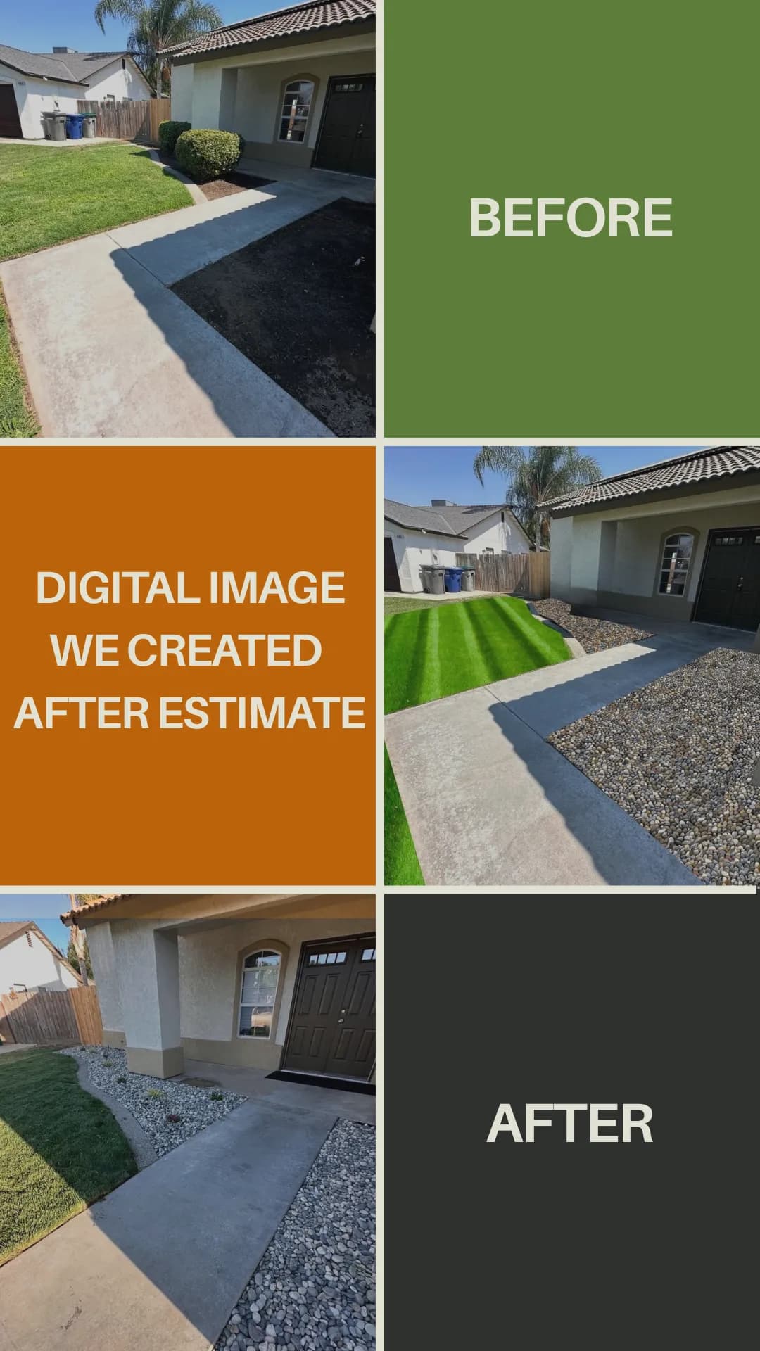 Front yard artificial grass before and after — drought resistant