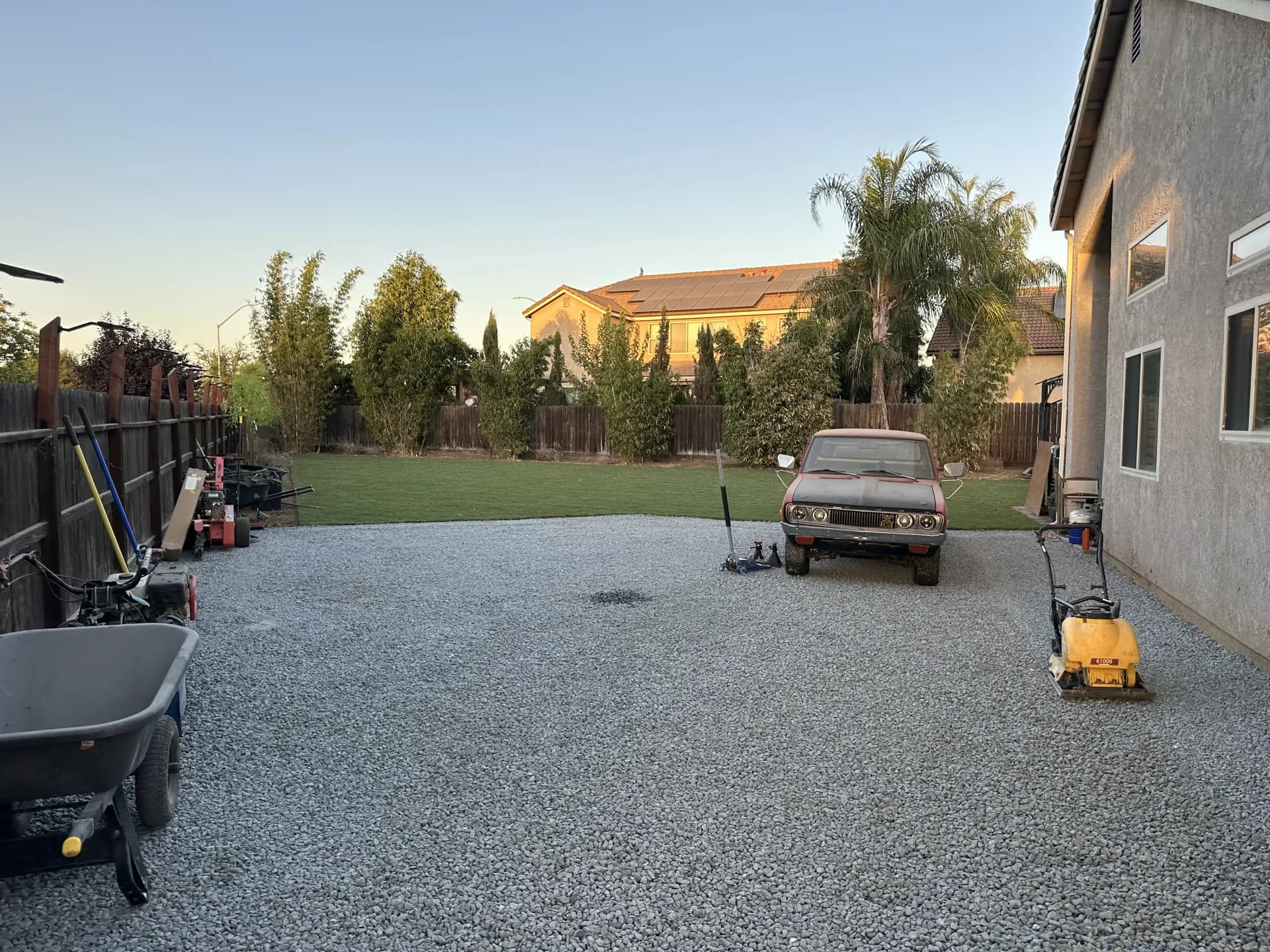 Backyard rock installation in progress