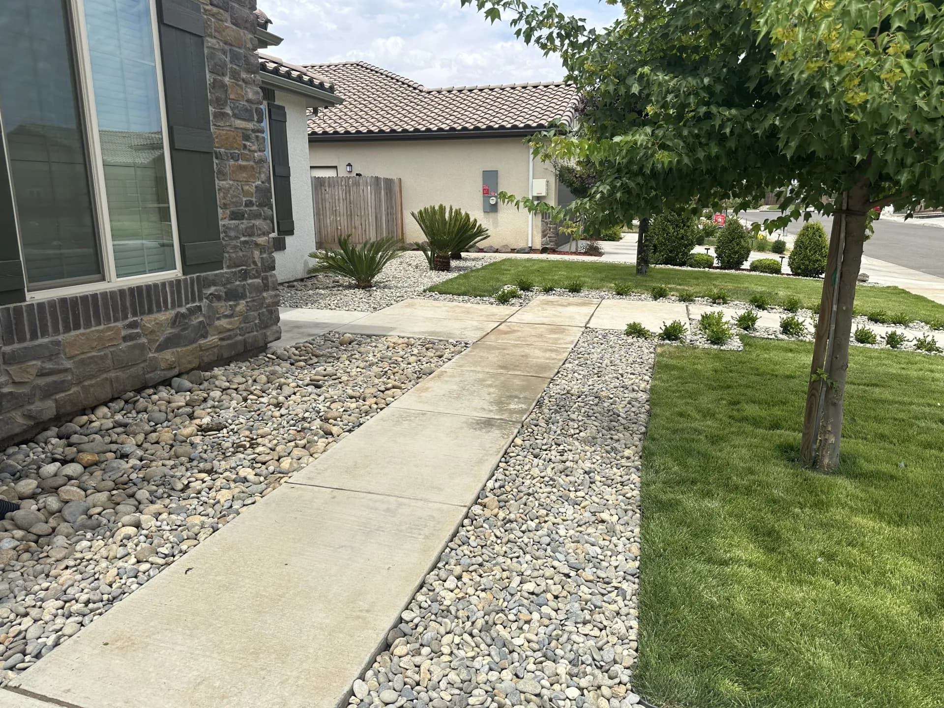 Front yard rock entryway closeup
