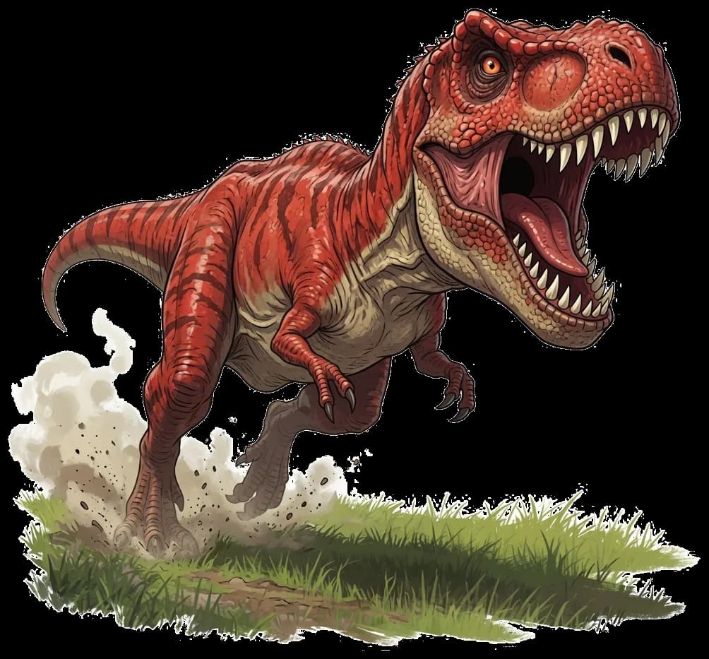 Sua-Rex, Suarez Lawn Services mascot, charging out of the truck